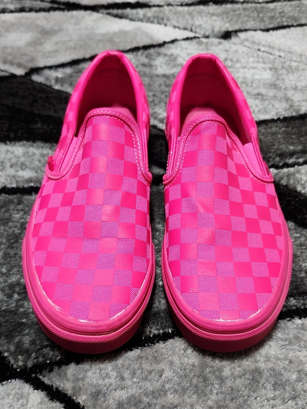 VANS HOT PINK TONAL CHECKERBOARD PATTERN SLIP-ON SNEAKERS SHOES UNISEX